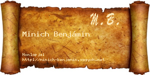 Minich Benjámin névjegykártya